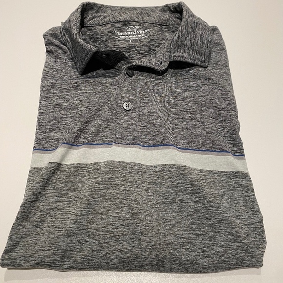 Vineyard Vines Sankaty Stripe Performance Polo in Gray - Picture 1 of 4